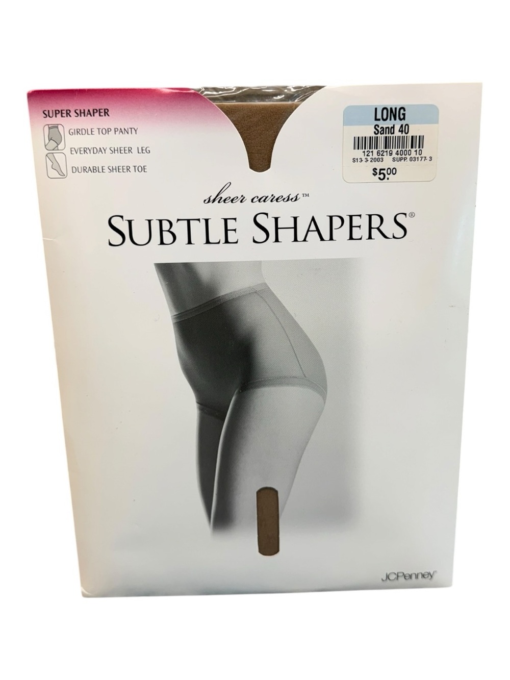 Vintage JCPenney Super Shaper Control Top Pantyhose Long Sand Sheer Toe